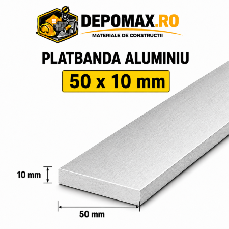 Platbanda aluminiu 50 x 10 mm, 6 metri (EN-AW 6060)